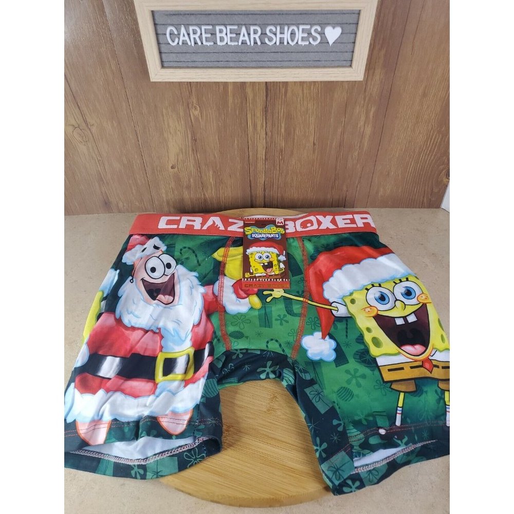 CRAZY BOXER Spongebob Squarepants Christmas Boxer Briefs Mens MEDIUM 32-34